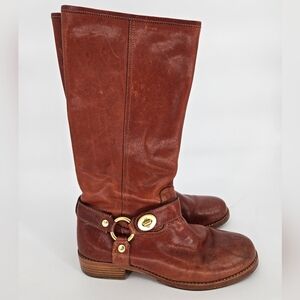 Coach Wendy Brown Leather Harness Tall Riding Boots Size 9 B